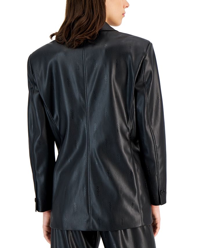 hugo-women-s-faux-leather-logo-embossed-blazer-macy-s