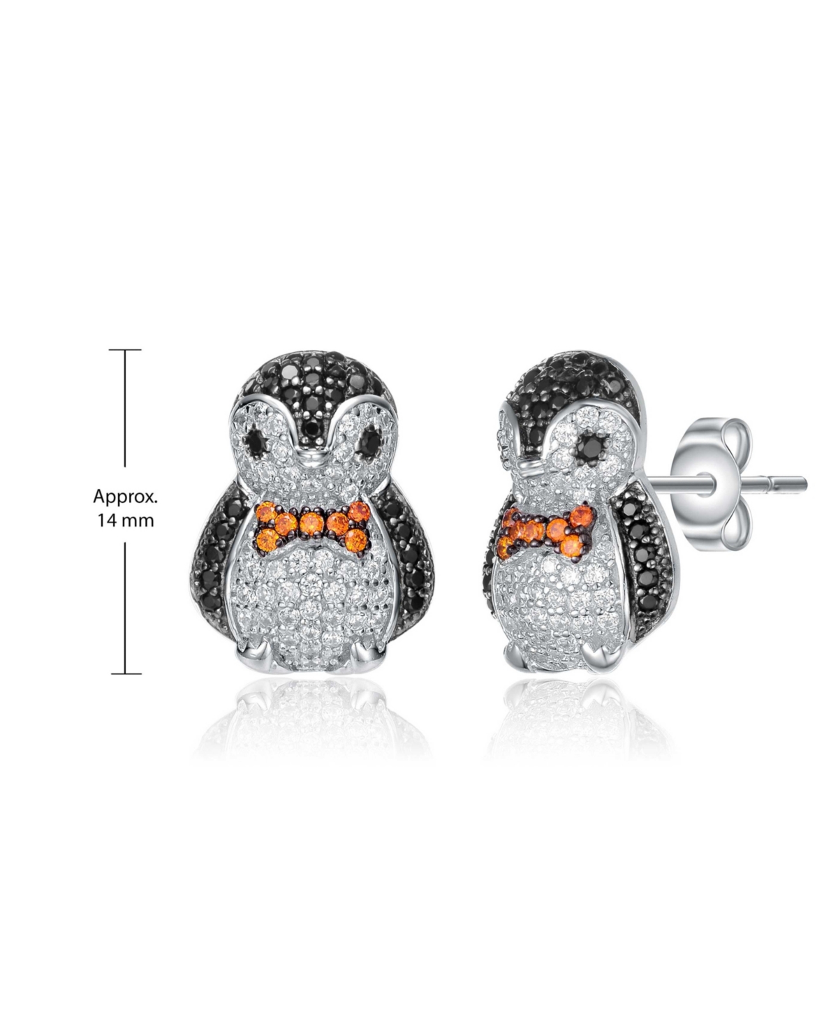Genevive Sterling Silver with White Gold Plated and Multi Colored Cubic Zirconia Stud Earrings