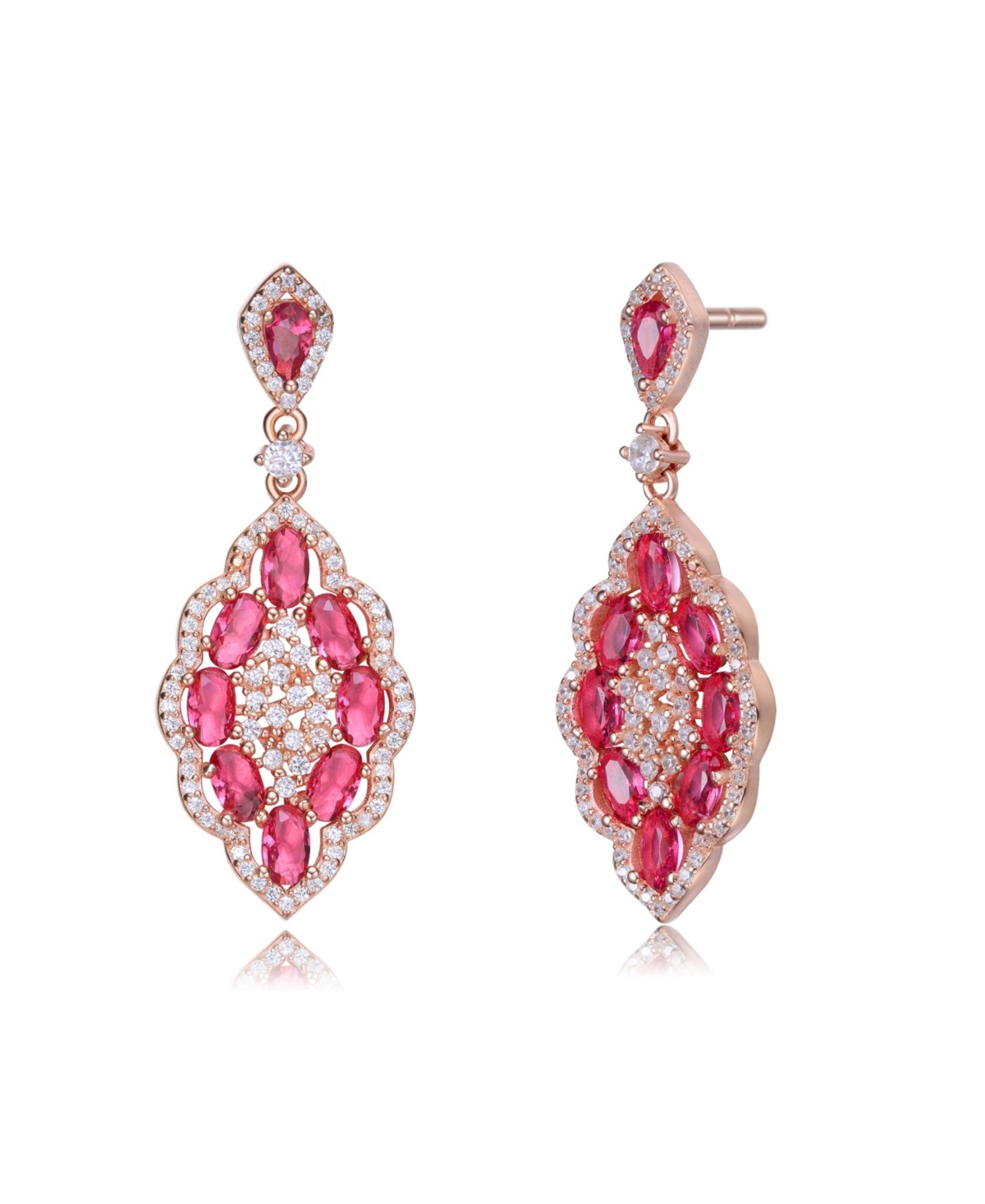Genevive 14k Rose Gold Vermeil Earrings In Red