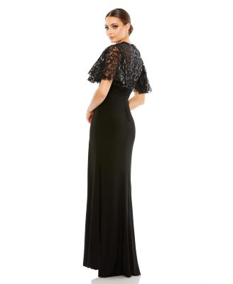 Women's Embellished Butterfly Sleeve Gown