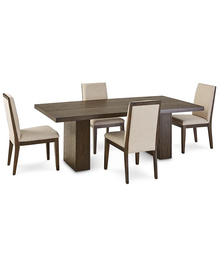 Beckett Pedestal Dining Table 5pc Set (Rectangular Table + 4 Chairs)
