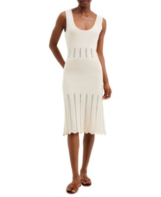 loving crochet fit and flare dress by french connection Feel The Love Crochet Midi S / White