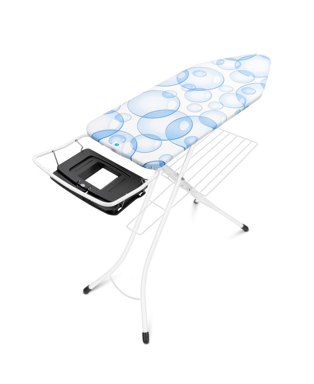 Shop Brabantia Ironing Board With Foldable Steam Unit Holder, Perfectflow Cover And Bonus Foldable Linen Rack In Bubbles