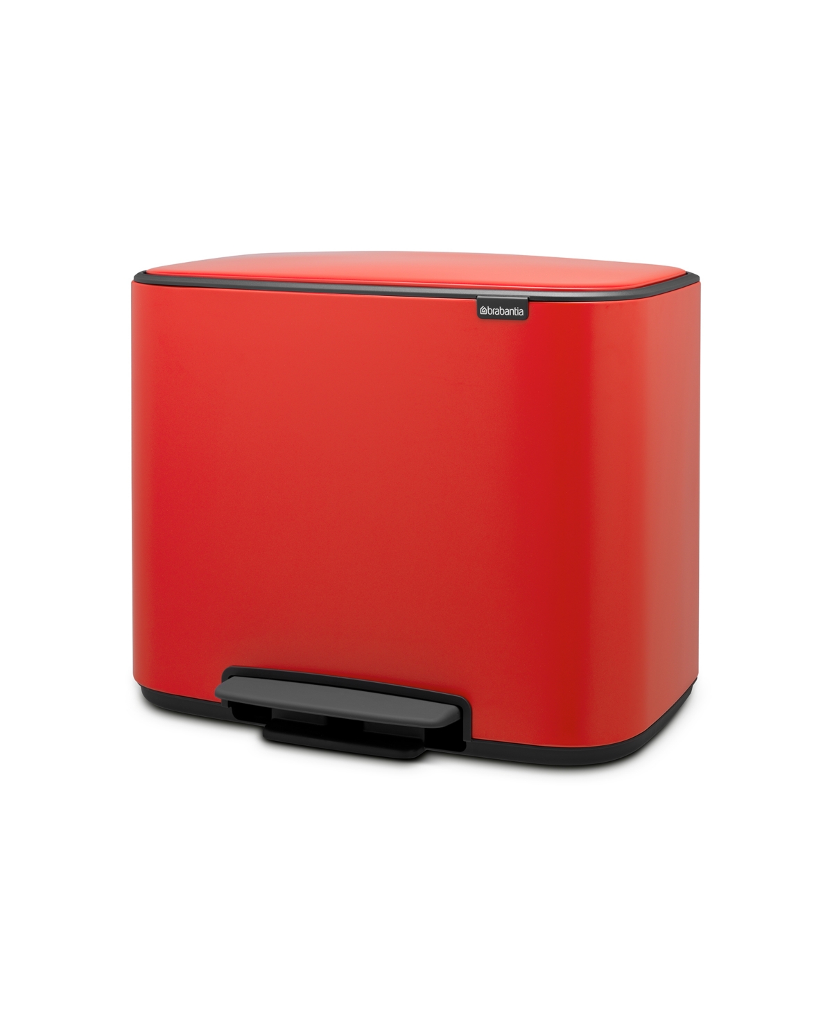 Brabantia Bo Step On Multi Compartment Trash Can, 3 X 3 Gallon, 3 X 11 Liter In Passion Red