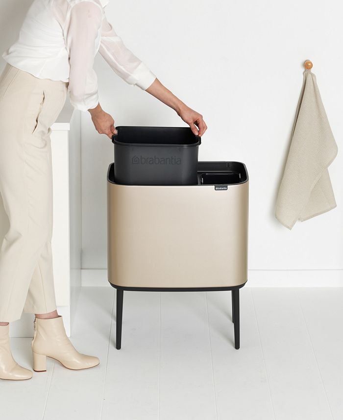 Brabantia Bo Touch Top Dual Compartment Recycling Trash Can, 3 plus 6