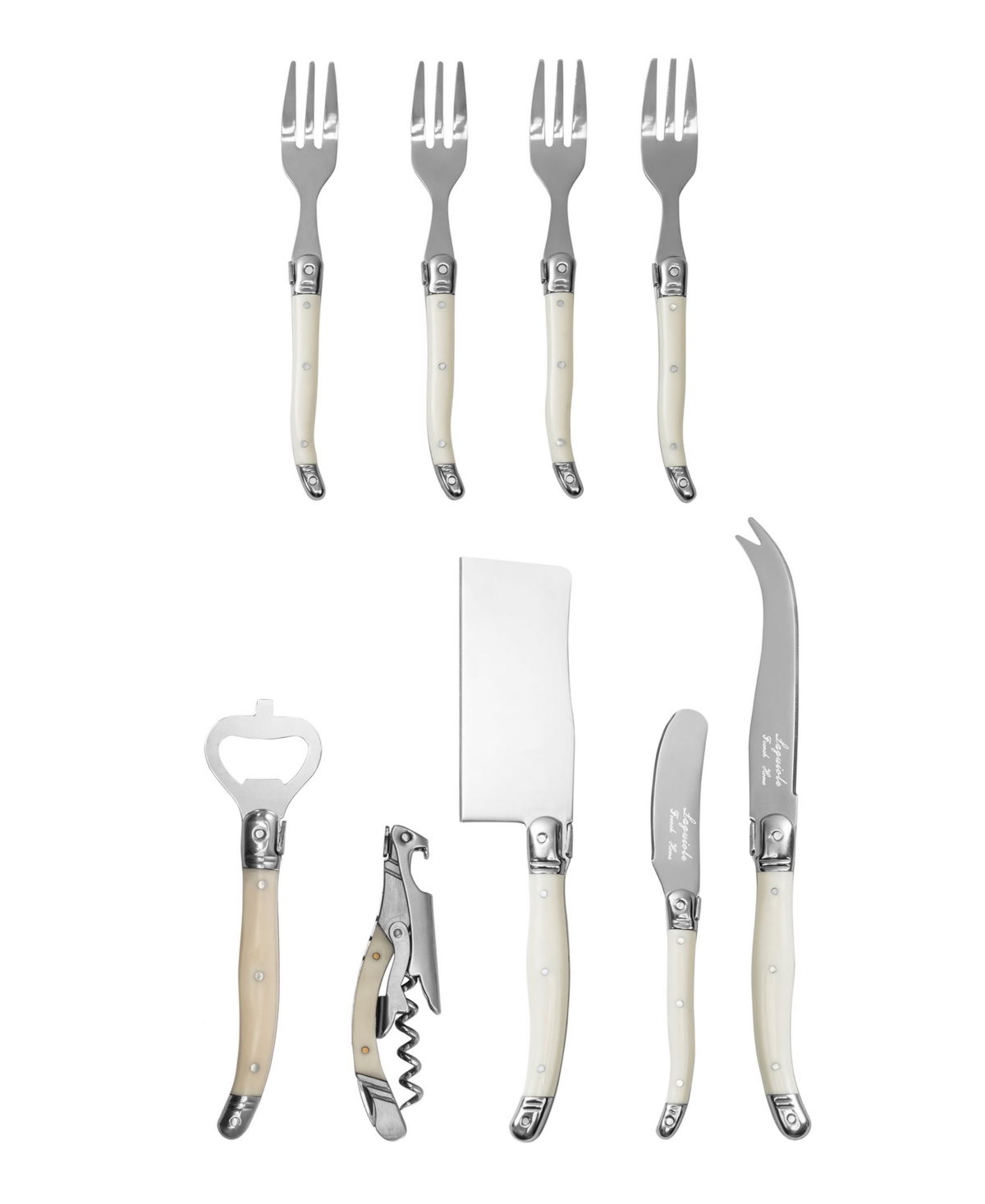 French Home Laguiole Essential 9-piece Charcuterie And Barware Set With Faux Ivory Handles
