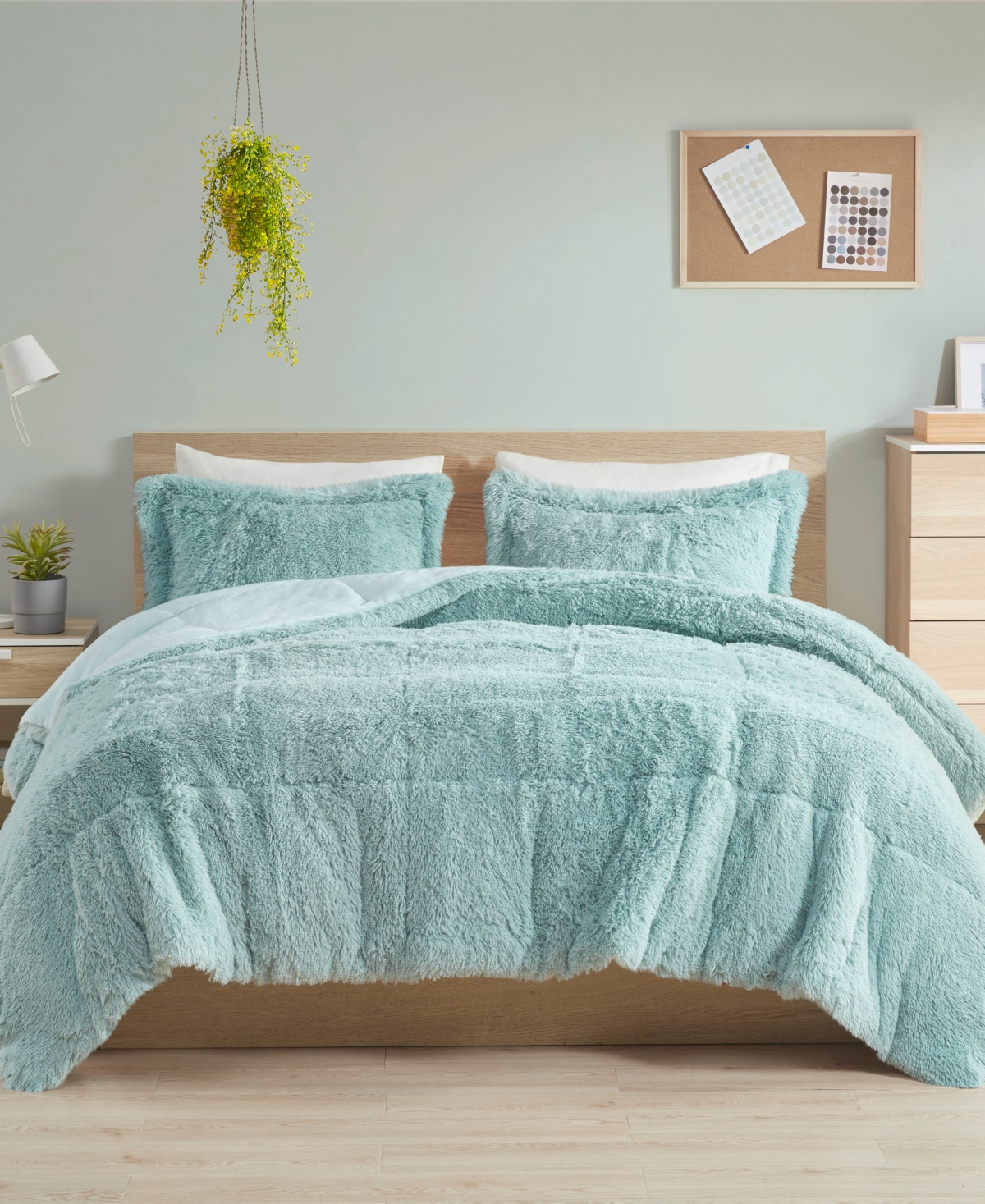 Intelligent Design Malea Shaggy Faux-fur 2-pc. Comforter Set, Twin/twin Xl In Aqua