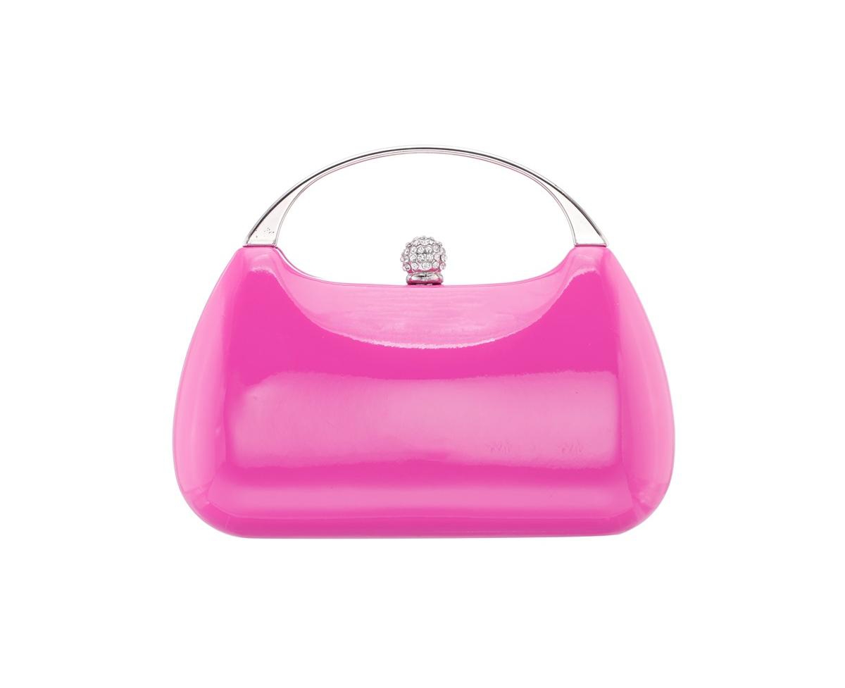 Women's Metallic Minaudiere Metal Handle Handbag - Ultra Pink