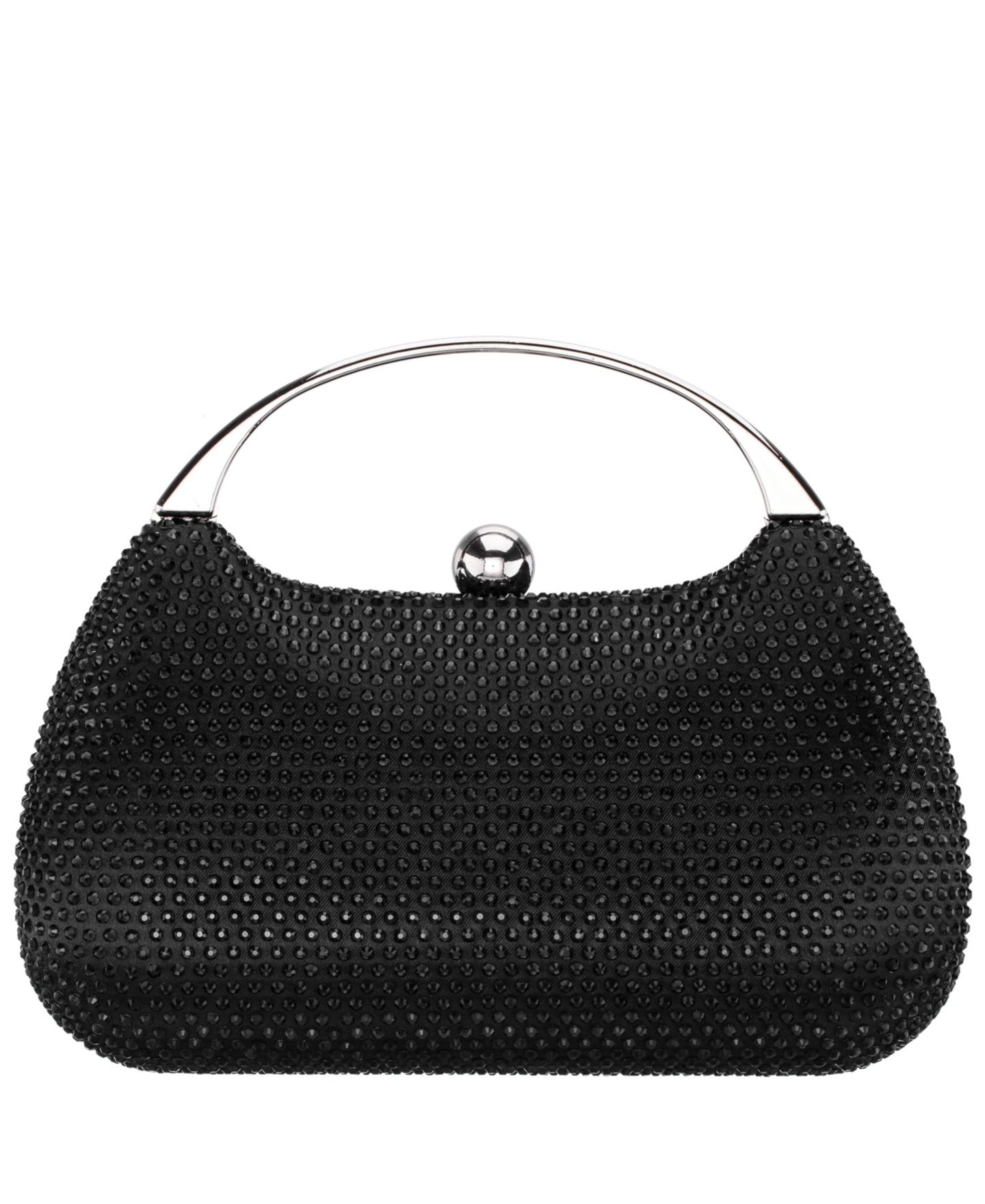 Женские клатчи Nina Crystal Minaudiere with Metal Handle, цвет: Чёрный — фото 1