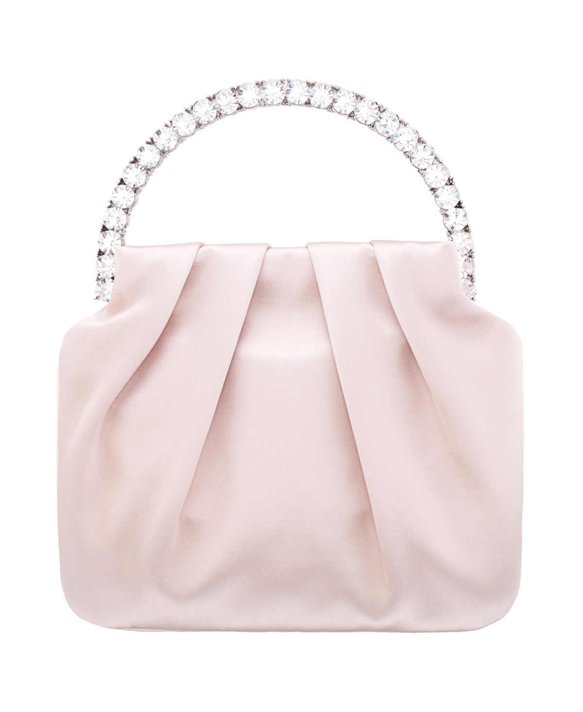 Crystal Handle Satin Pouch Bag - Ultra Pink