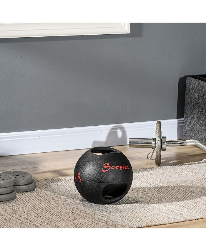 Soozier Medicine Ball with Handles, 18lbs Weighted Ball for Exercise