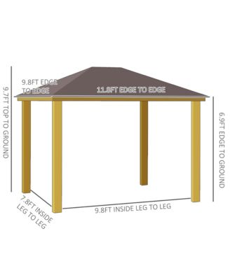10x12 Hardtop Gazebo with Wooden Frame Metal Roof Gazebo Canopy