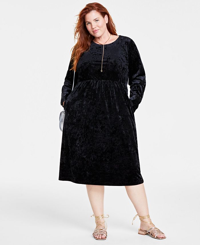 On 34th Plus Size Crushed Velvet Midi Dress Created for Macy s