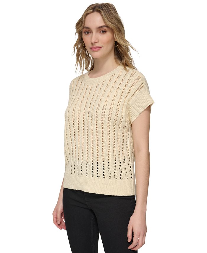 Calvin Klein Women's Short-Sleeve Open-Weave Sweater - Macy's