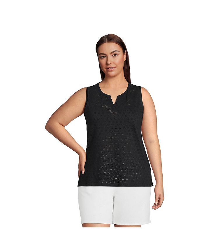 Lands' End Plus Size Knit Eyelet Tank Top Macy's