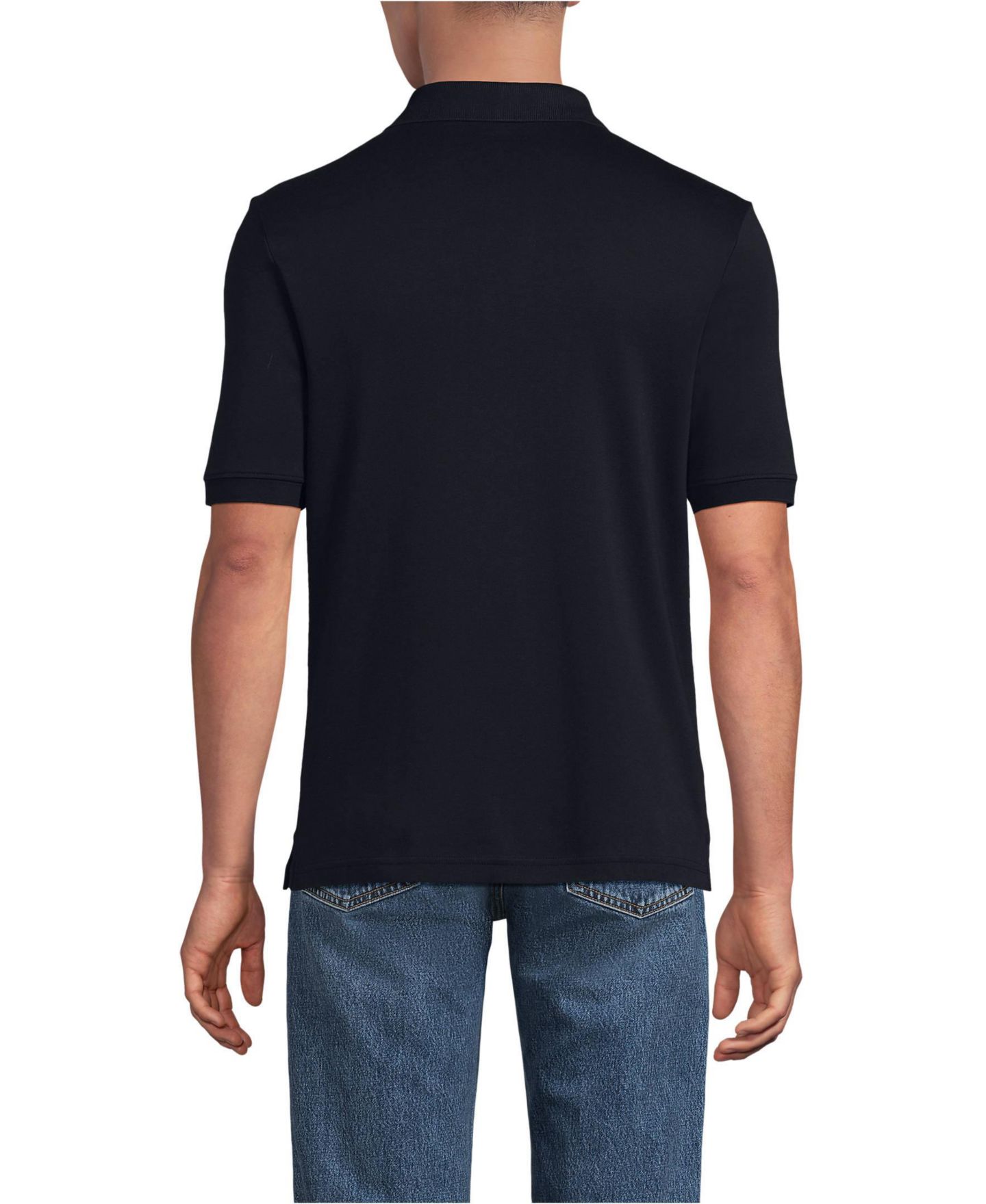 Мужское поло Lands' End Short Sleeve Cotton Supima Polo Shirt, цвет: Чёрный — фото 4