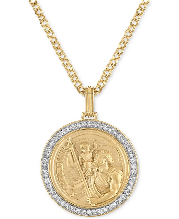 Esquire Men's Jewelry Diamond St. Christopher Medallion 22