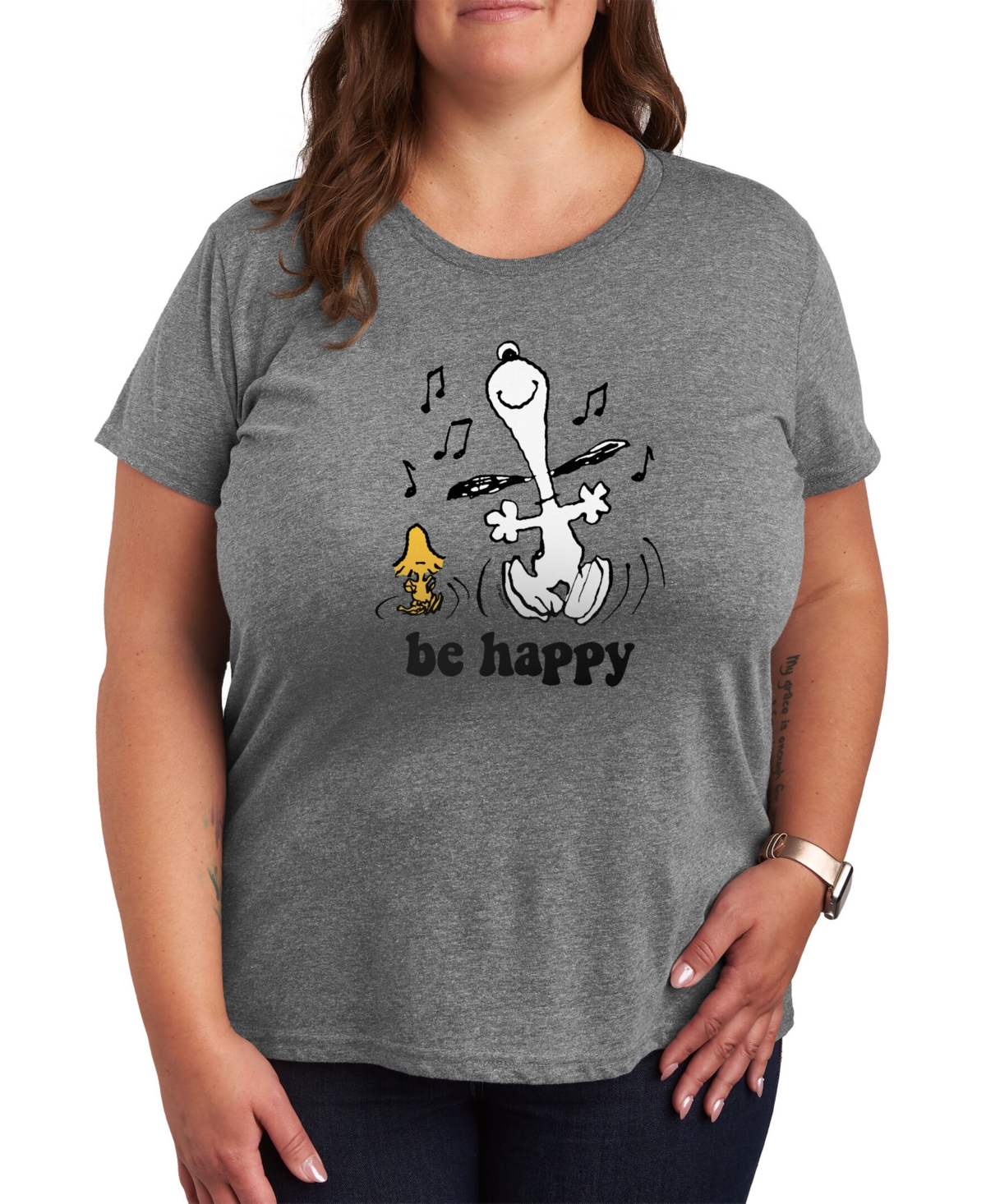 Air Waves Trendy Plus Size Graphic T-shirt In Gray