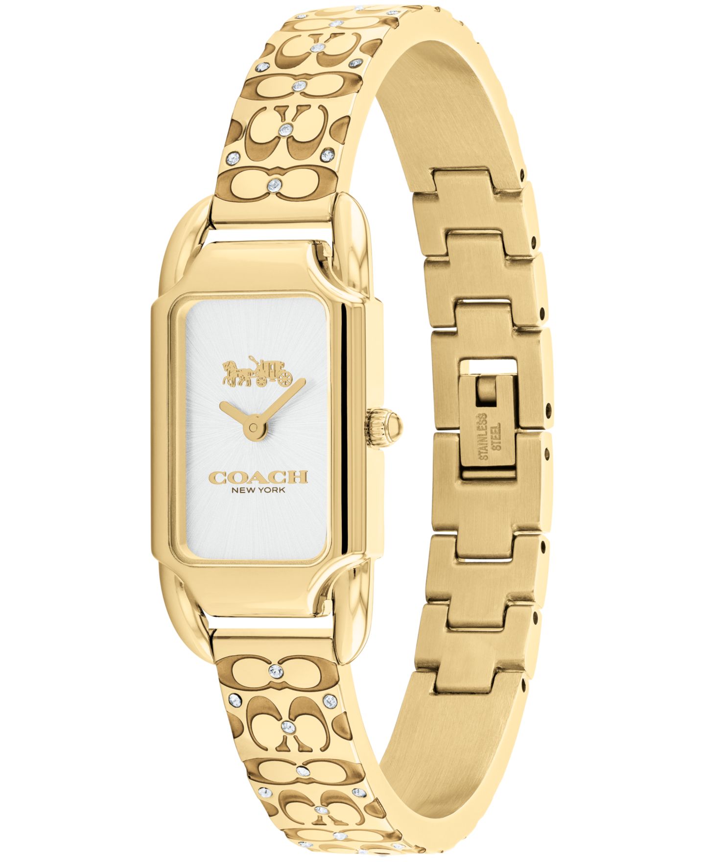 Женские часы Coach Cadie Signature C Gold-Tone Stainless Steel Bangle Watch, 28.5 x 17.5mm — фото 4