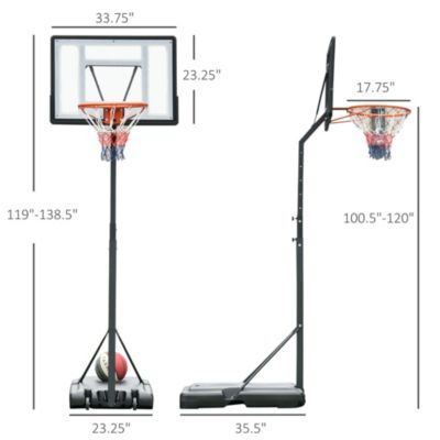 Portable Basketball Hoop with Backboard, Wheels, 8-10 ft,