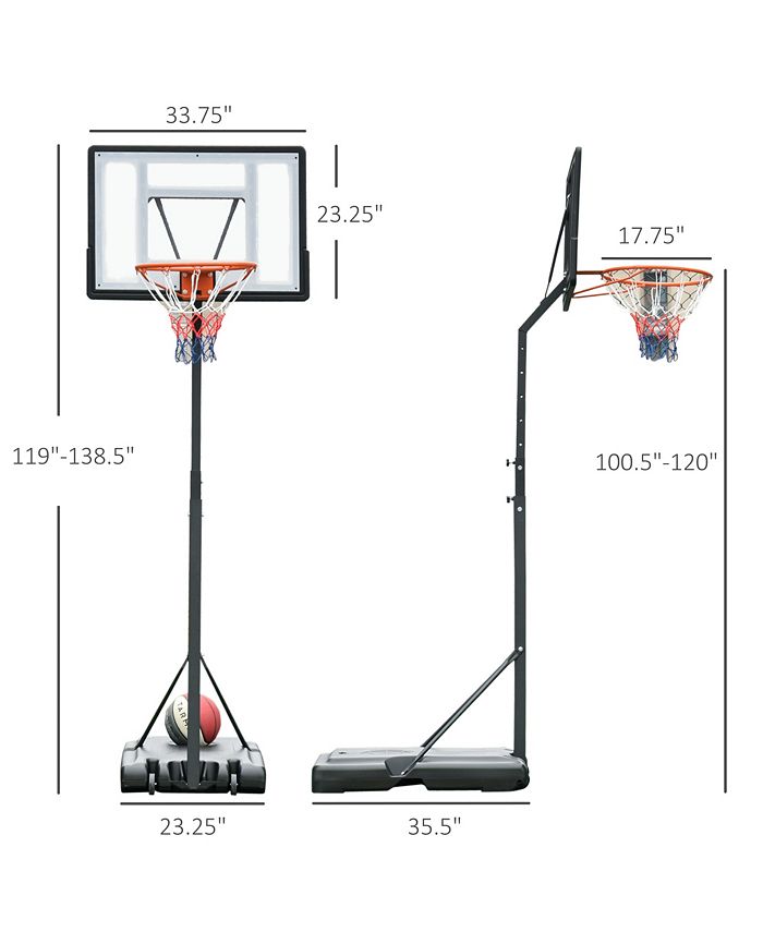 Soozier Portable Basketball Hoop System Stand with 34in Backboard