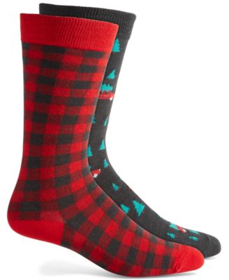 Club Room - Men's Holiday Snowflake Fair Isle & Grid Socks - 2 pk.