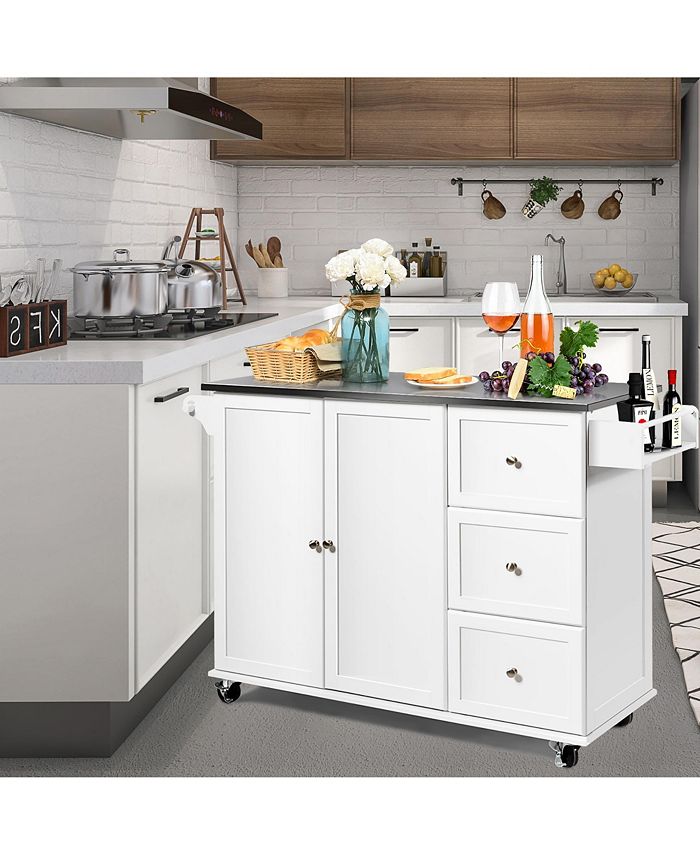 Costway Kitchen Island 2Door Storage Stainless Steel Top & Reviews Home Macy's