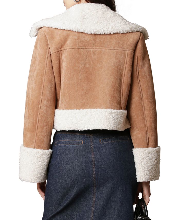 Avec Les Filles Womens Faux Shearling Cropped Moto Jacket Macys