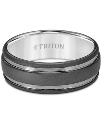 Men's Two-Tone Sandblast Finish Wedding Band in Black Tungsten Carbide