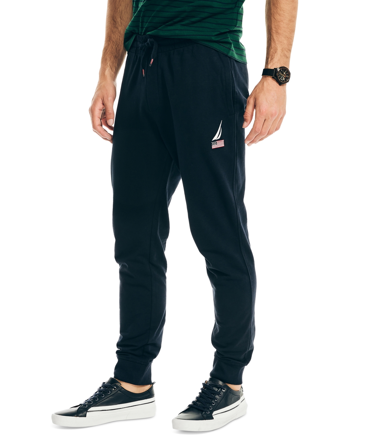 Nautica Men's Cotton Logo French Terry Jogger Pants In Navy