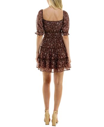Trixxi Juniors' Printed Tiered Fit & Flare Dress - Macy's