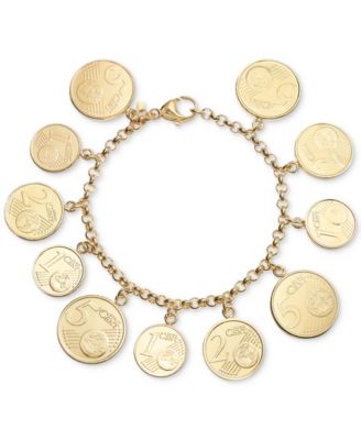 Italian Gold Euro Coin Charm Bracelet in 14k Gold Vermeil Macy s