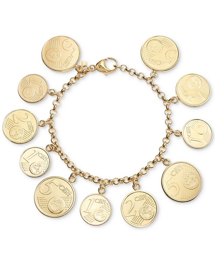 Euro Coin Charm Bracelet in 14k Gold Vermeil