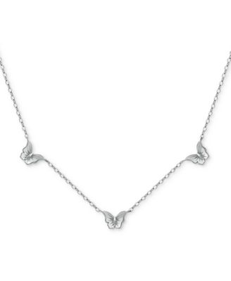 Butterfly Trio Collar Necklace, 16" + 2" extender