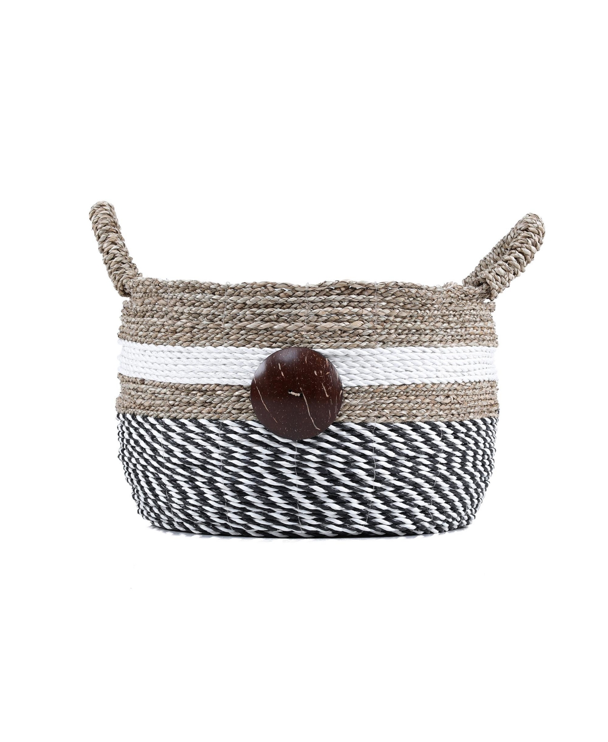 Shop Baum 3 Piece Raffia And Sea Grass Storage Set With Coco Buttons And Ear Handles In Natural