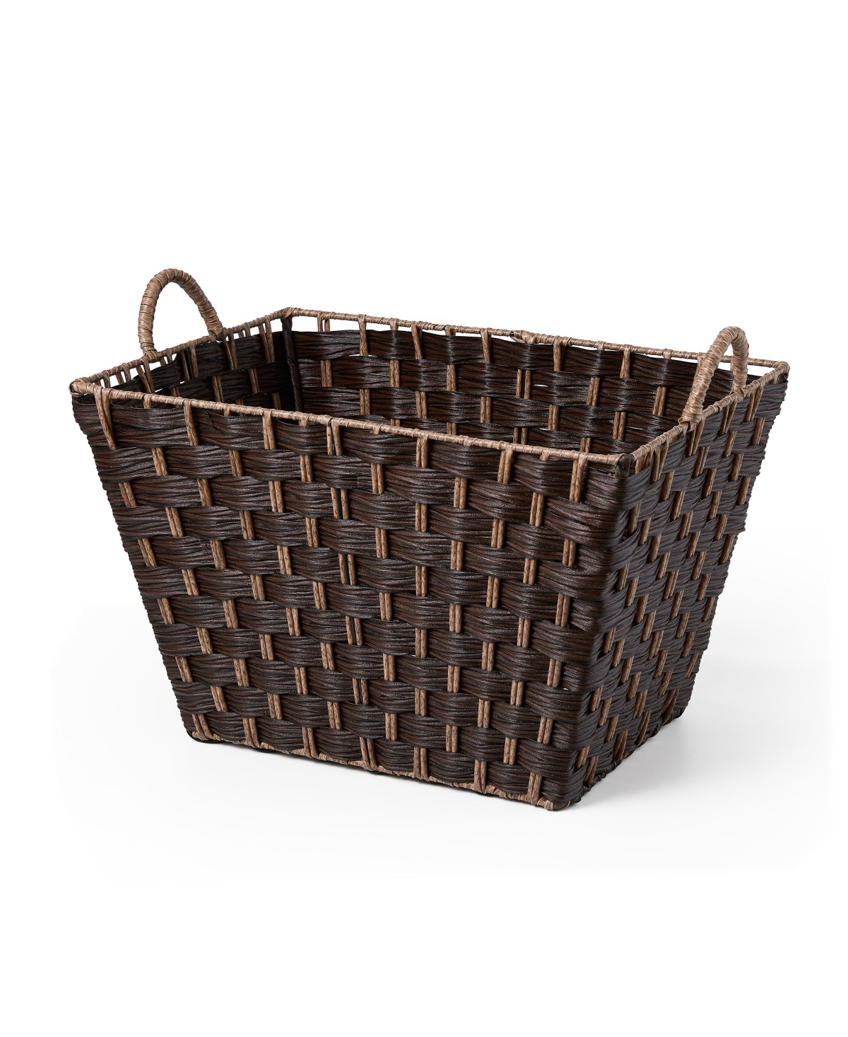 Shop Baum 3 Piece Rectangular Faux Wicker Storage Bin Set In Combo Weave With Cut Out Handles In Brown