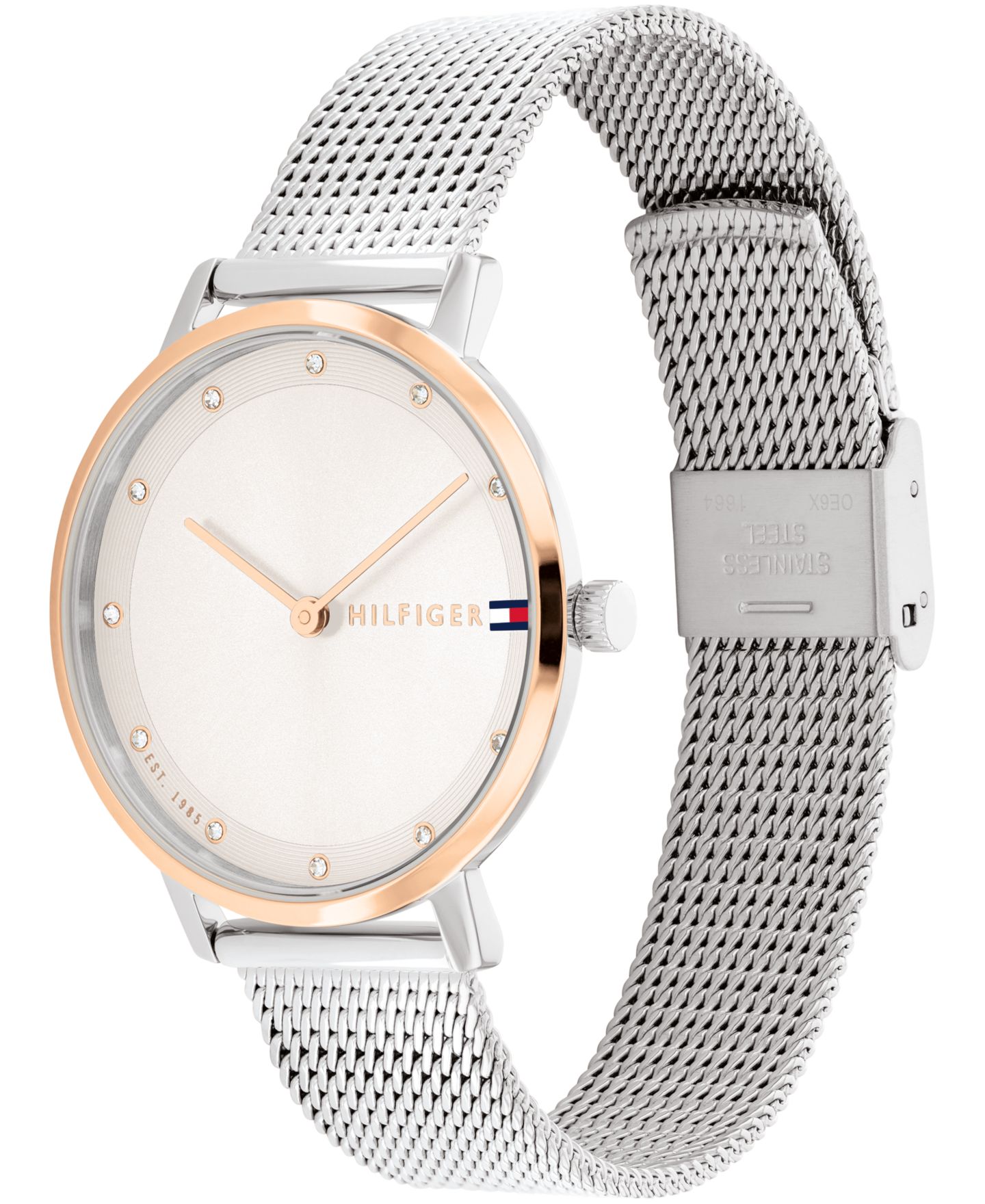 Женские часы Tommy Hilfiger Two Hand Silver-Tone Stainless Steel Watch 34mm — фото 2