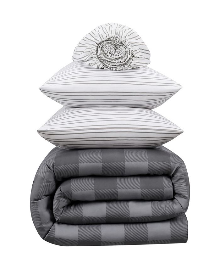 Serta Simply Clean Alex Buffalo Check Plaid MicrobialResistant 7Piece