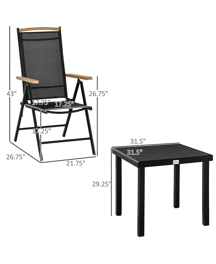 Outsunny Patio Dining Set, 5 Piece Outdoor Furniture Set, 4 Folding