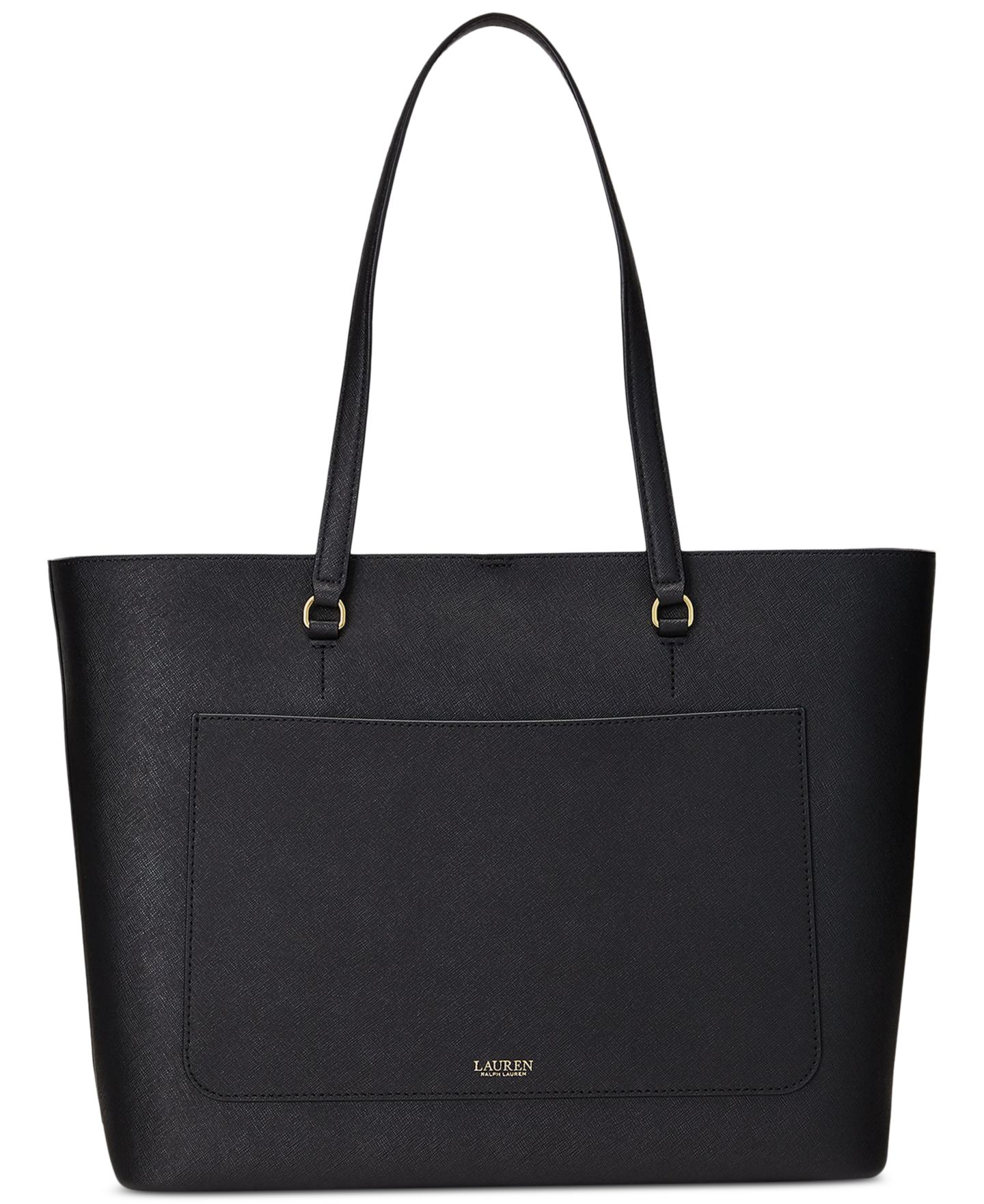 Женская сумка Lauren Ralph Lauren Karly Crosshatch Leather Large Tote, цвет: Чёрный — фото 5