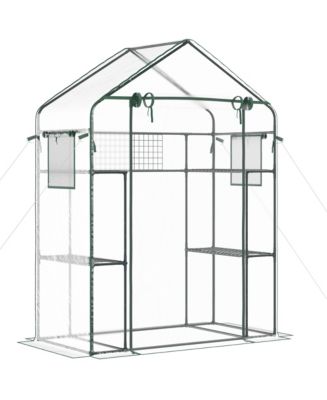 Outsunny Outdoor Walk-in Mini Greenhouse with Mesh Door & Windows ...