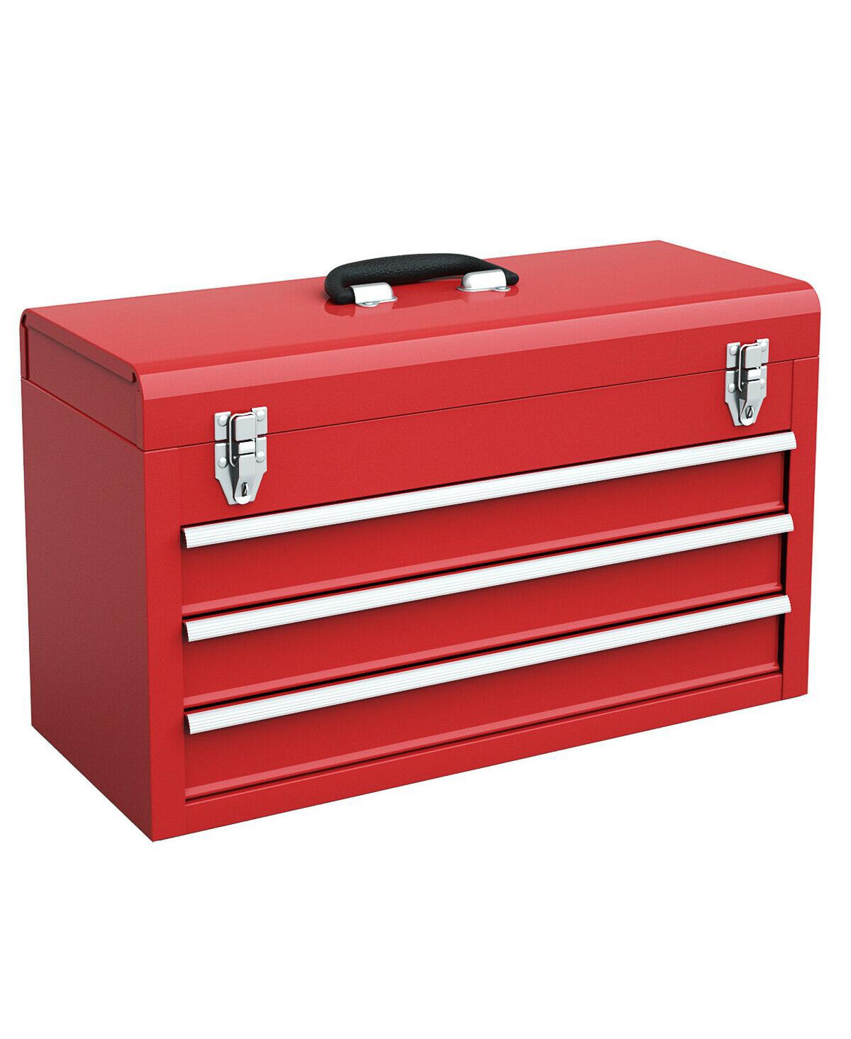Portable Tool Chest Box Storage Cabinet Garage Mechanic Organizer - Red