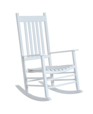 Outsunny Versatile Wooden Indoor / Outdoor High Back Slat Rocking Chair ...