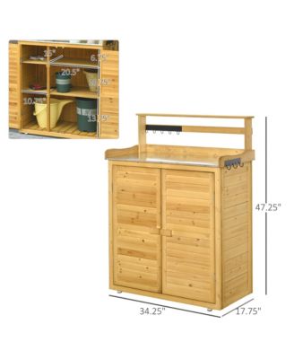 Backyard Garden Tool Storage &amp; Potting Bench w/ 2 Magnetic Close Doors