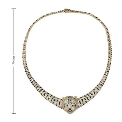 Glamorous 14K Gold Plated Necklace with Cubic Zirconia Leopard Design