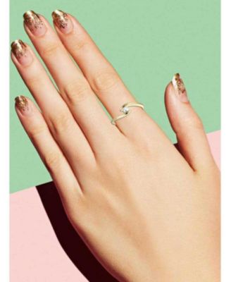 Gv Sterling Silver 14k Gold Plated With White Freshwater Pearl Ocean Wave Stacking Ring