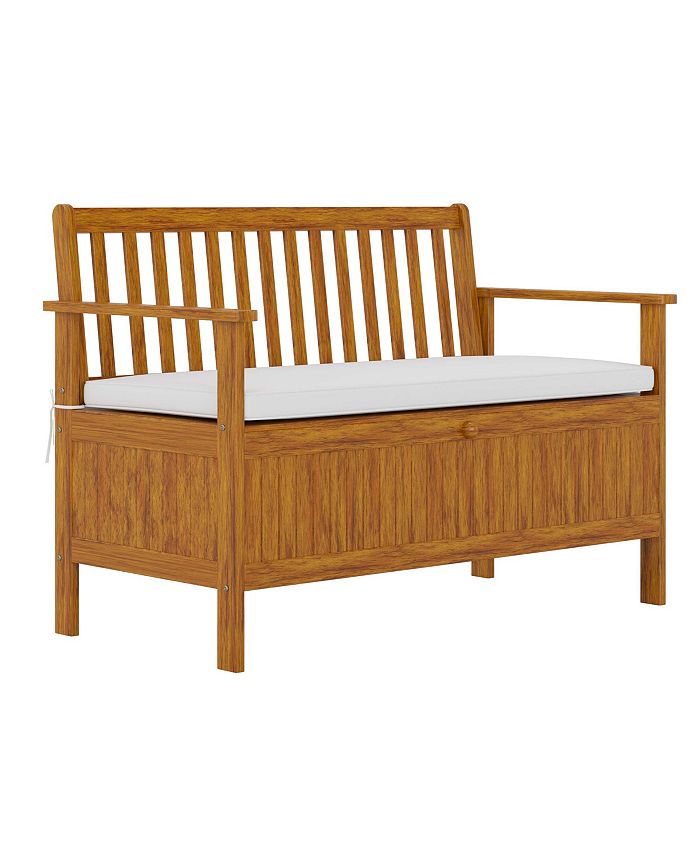 Outsunny 30 Gallon Storage Bench Deck Box with Zippered Padded Cushion