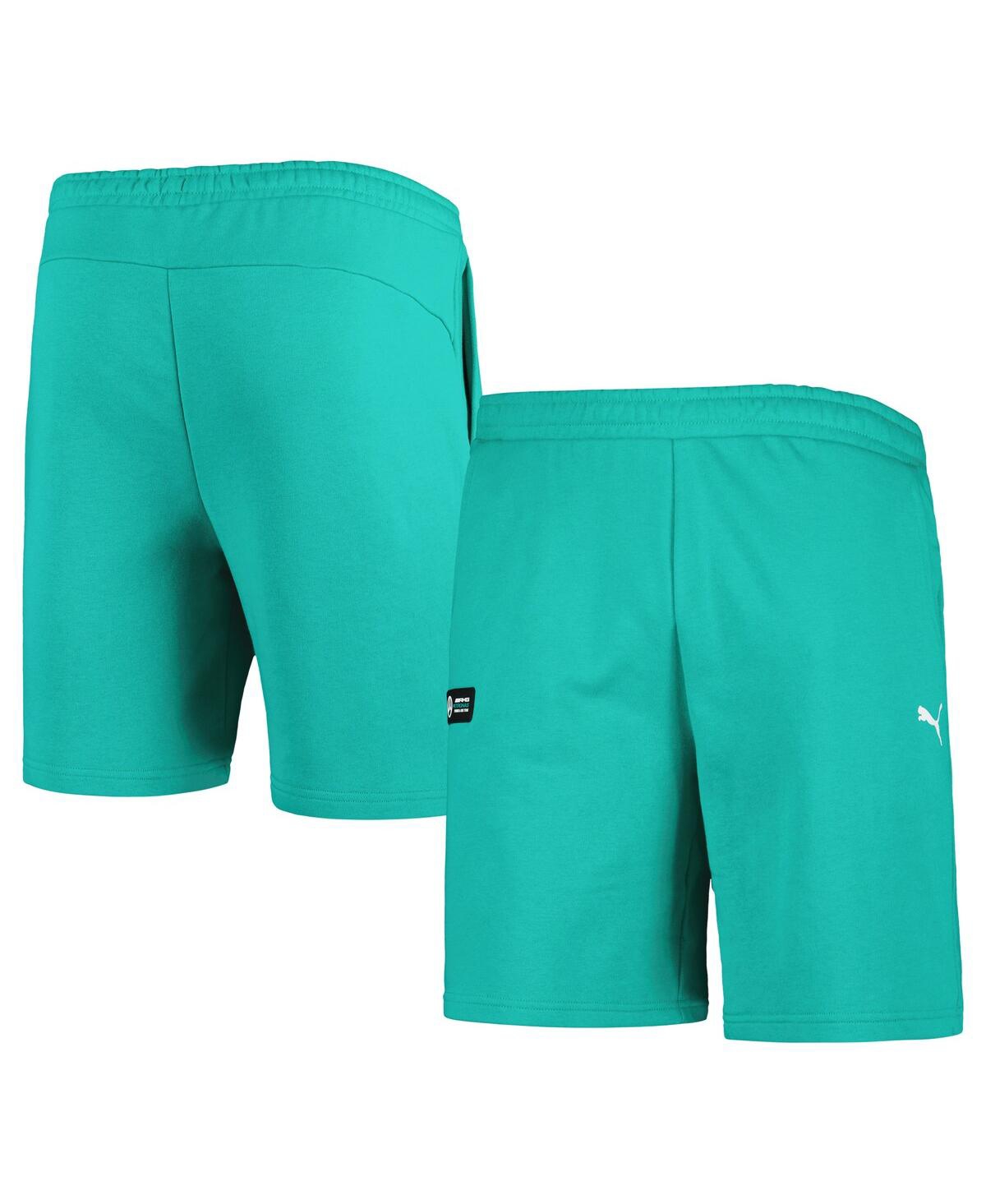 Shop Puma Men's  Turquoise Mercedes-amg Petronas F1 Team Essential Shorts