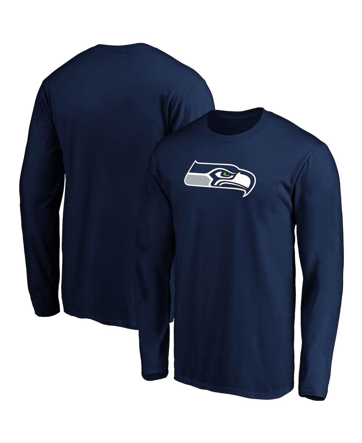 Shop Fanatics Men's  College Navy Seattle Seahawks Big And Tall Primary Team Logo Long Sleeve T-shirt