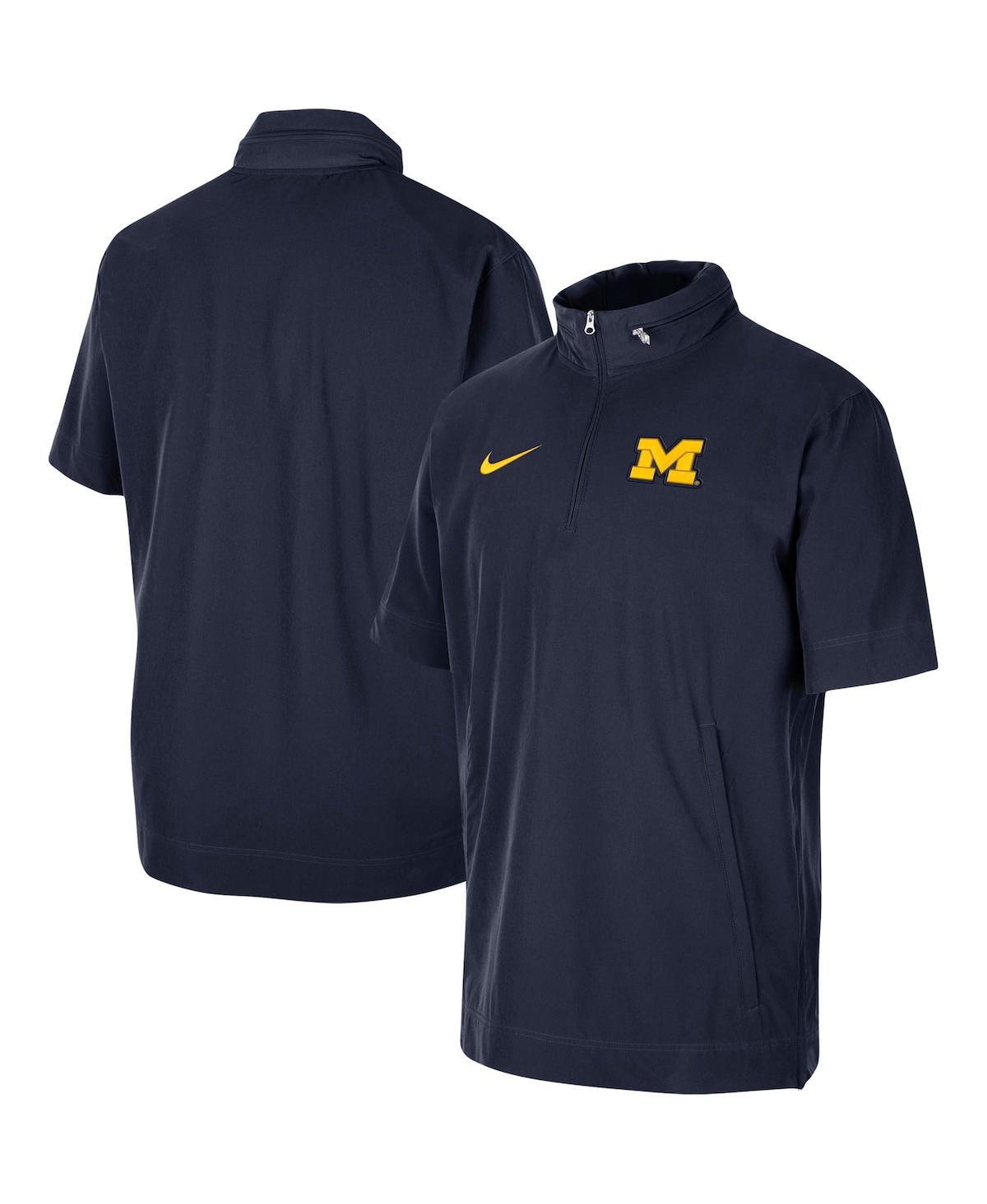 Nike Men's  Navy Michigan Wolverines Coaches Half-zip Short Sleeve Jacket